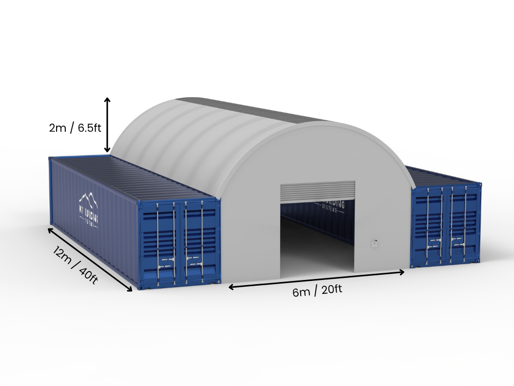 Portée de 6m (20ft) | Auvents pour conteneurs 20ft de largeur, 6,5ft de hauteur (6m x 2m)