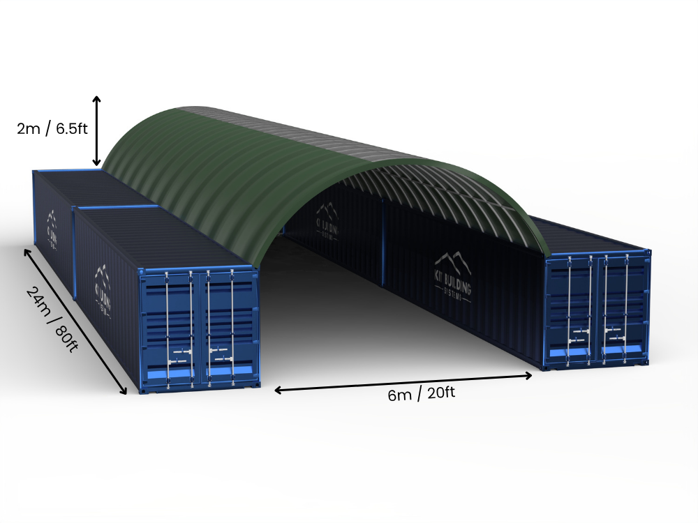 Portée de 6m (20ft) | Auvents pour conteneurs 20ft de largeur, 6,5ft de hauteur (6m x 2m)
