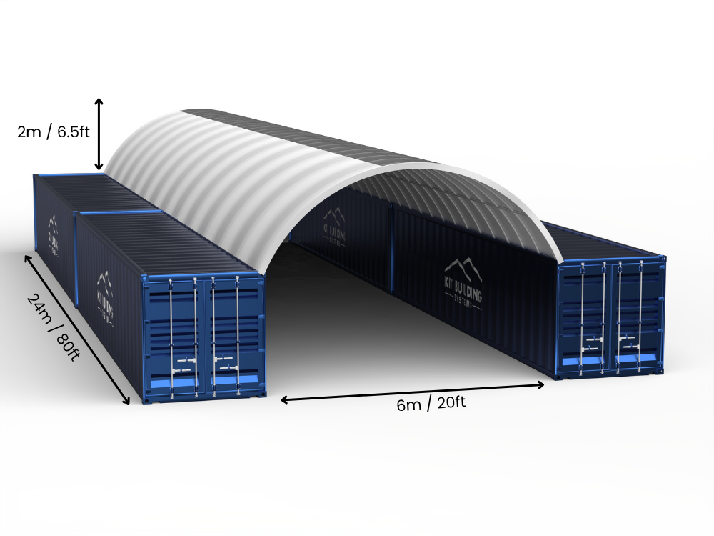 Portée de 6m (20ft) | Auvents pour conteneurs 20ft de largeur, 6,5ft de hauteur (6m x 2m)