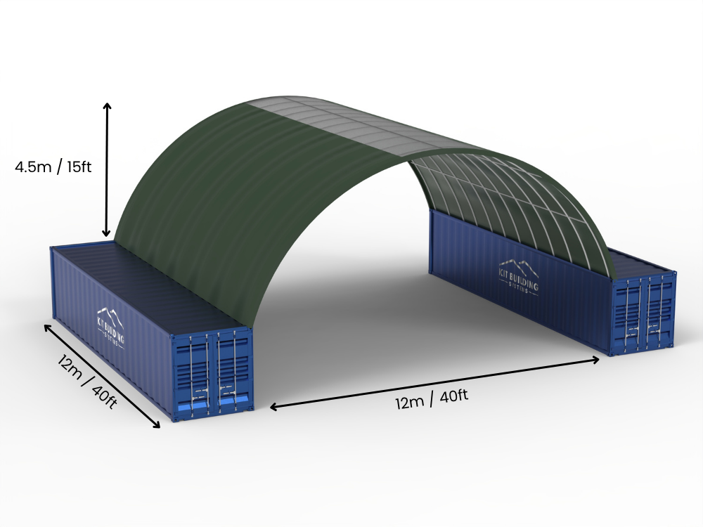 Portée de 12m (40ft) | Auvents pour conteneurs - 40ft x 12ft (12m x 4,5m)