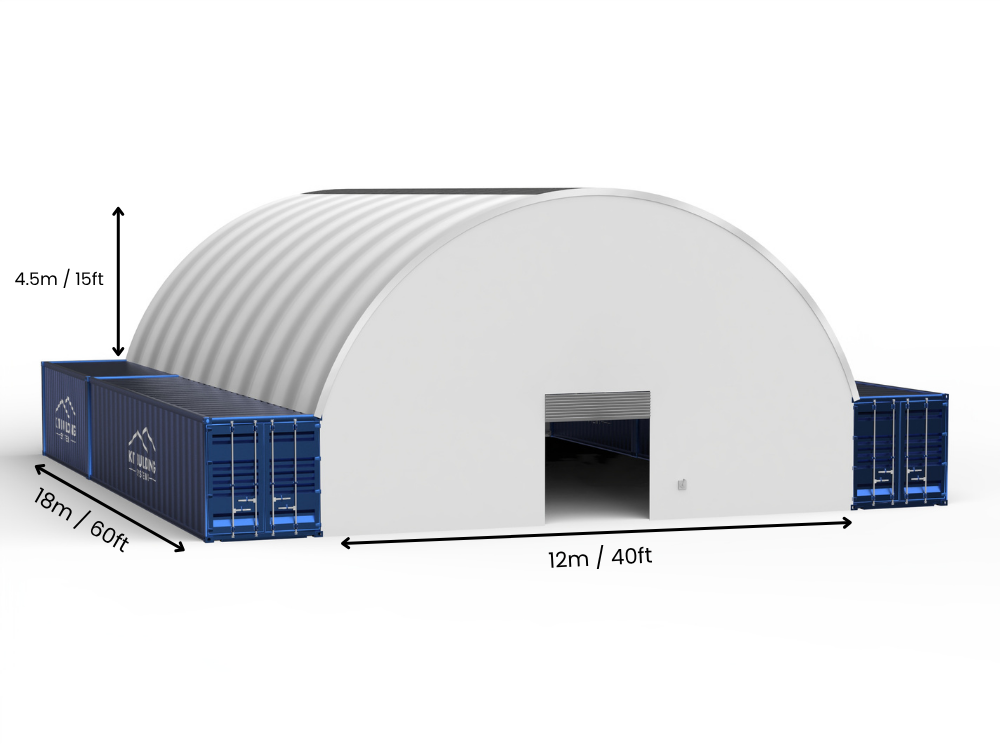 Portée de 12m (40ft) | Auvents pour conteneurs - 40ft x 12ft (12m x 4,5m)