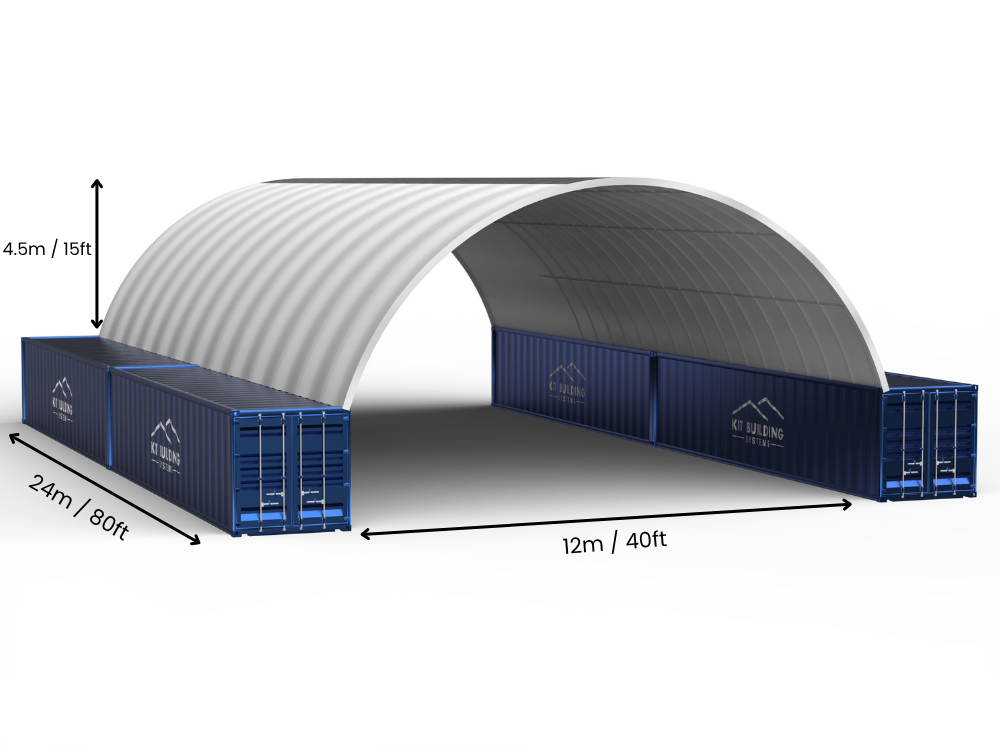 Portée de 12m (40ft) | Auvents pour conteneurs - 40ft x 12ft (12m x 4,5m)