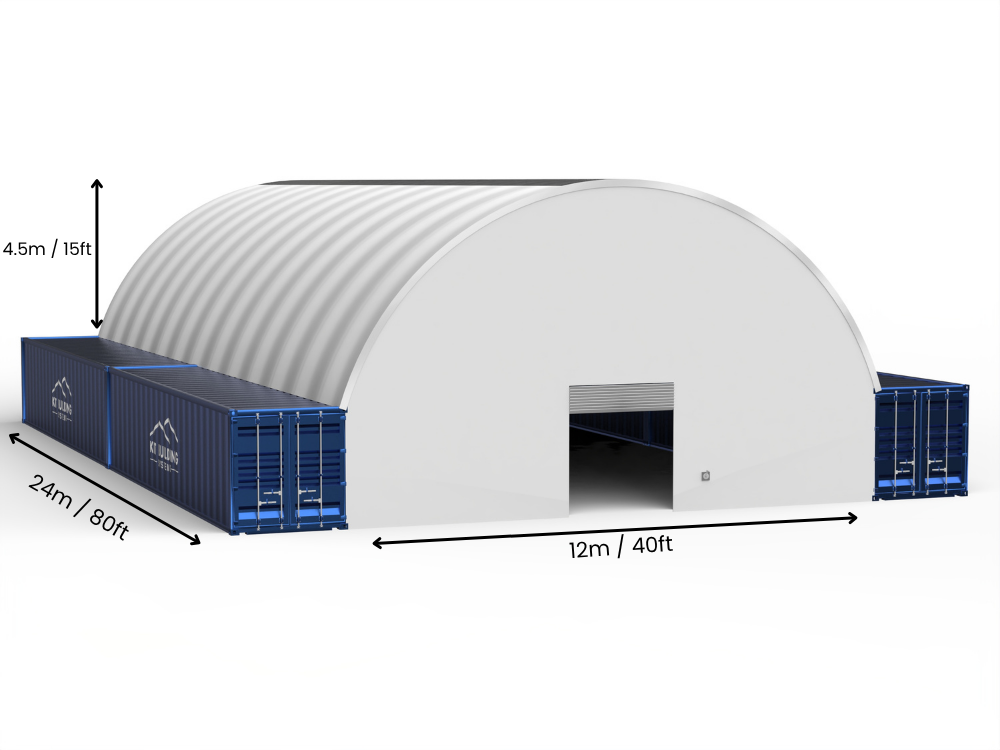 Portée de 12m (40ft) | Auvents pour conteneurs - 40ft x 12ft (12m x 4,5m)