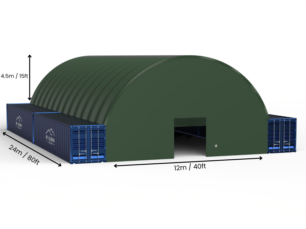 Portée de 12m (40ft) | Auvents pour conteneurs - 40ft x 12ft (12m x 4,5m)