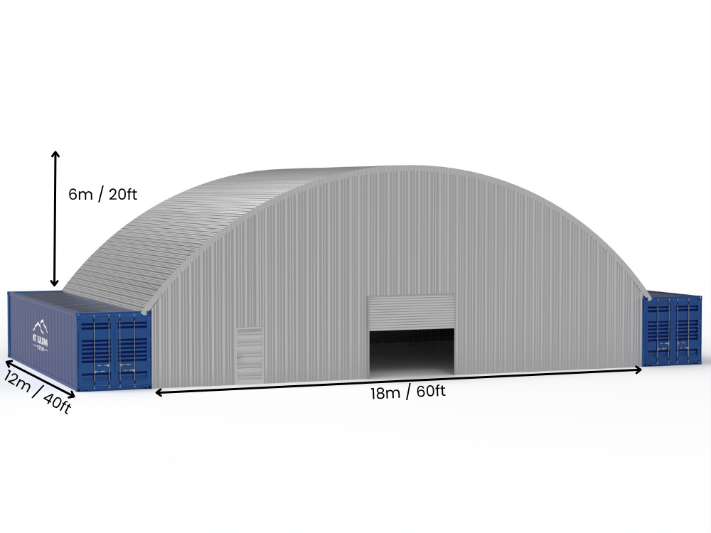 Auvents en conteneur en acier - 60ft x 40ft x 20ft (18m x 12m x 6,1m)