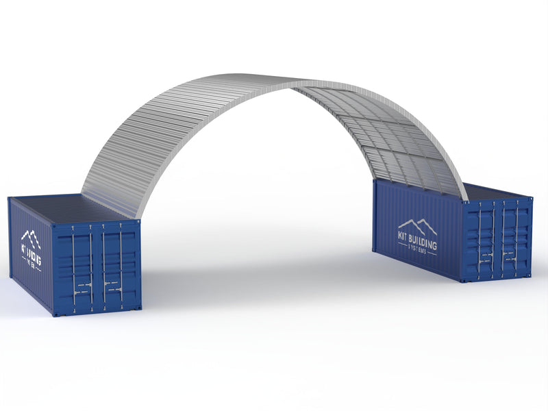 Auvents en acier pour conteneurs - 33 pieds x 20 pieds x 12 pieds (10 m x 6 m x 3,6 m)