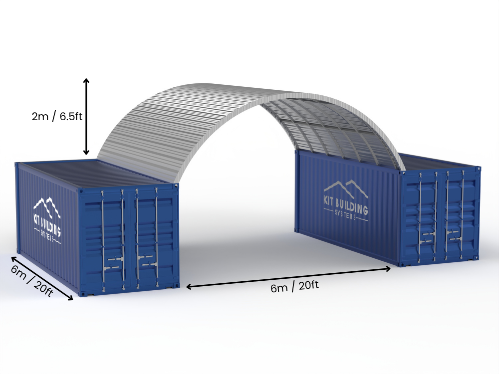 Portée de 8m (26ft) | Auvents en conteneur en acier 26ft de largeur, 10ft de hauteur (8m x 3m)