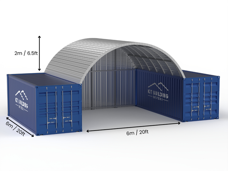 Portée de 8m (26ft) | Auvents en conteneur en acier 26ft de largeur, 10ft de hauteur (8m x 3m)