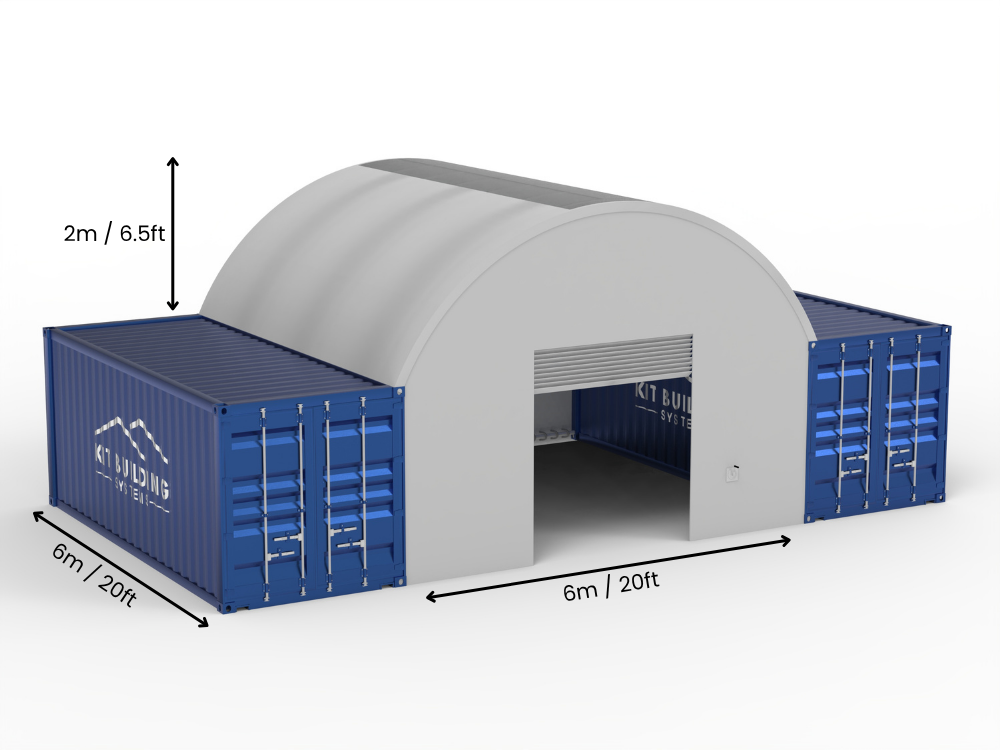 Portée de 6m (20ft) | Auvents pour conteneurs 20ft de largeur, 6,5ft de hauteur (6m x 2m)