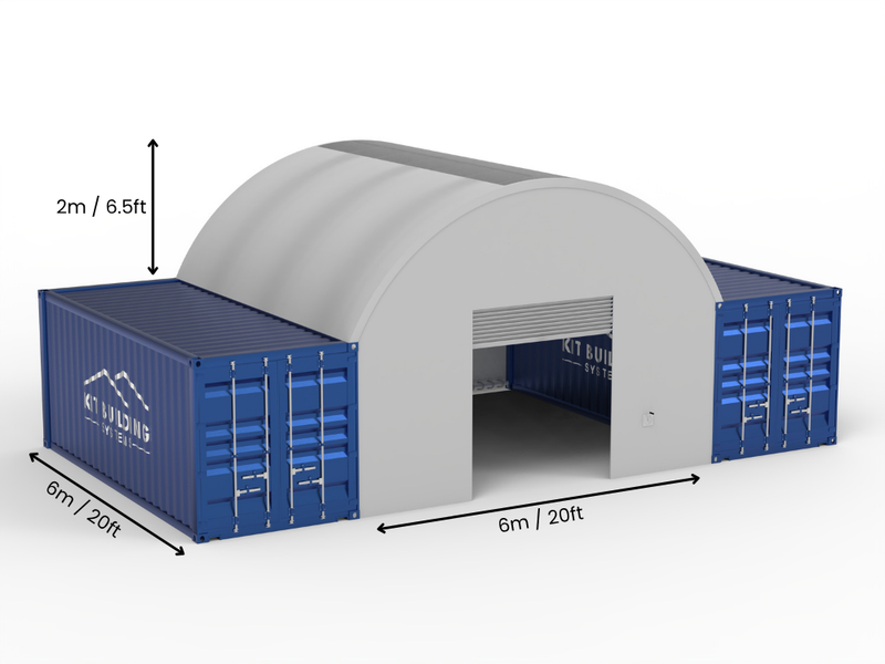 Portée de 6m (20ft) | Auvents pour conteneurs 20ft de largeur, 6,5ft de hauteur (6m x 2m)