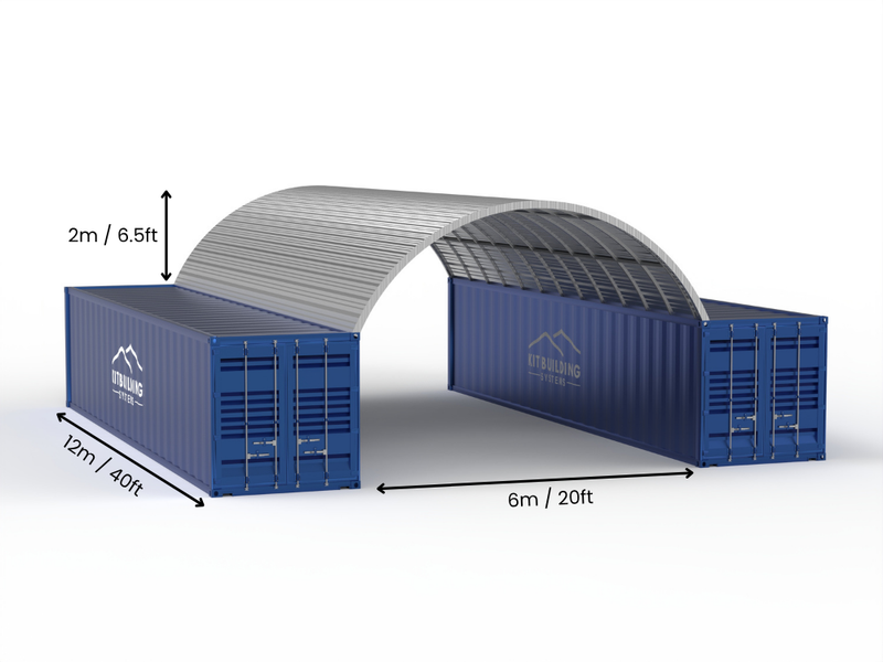 Portée de 8m (26ft) | Auvents en conteneur en acier 26ft de largeur, 10ft de hauteur (8m x 3m)