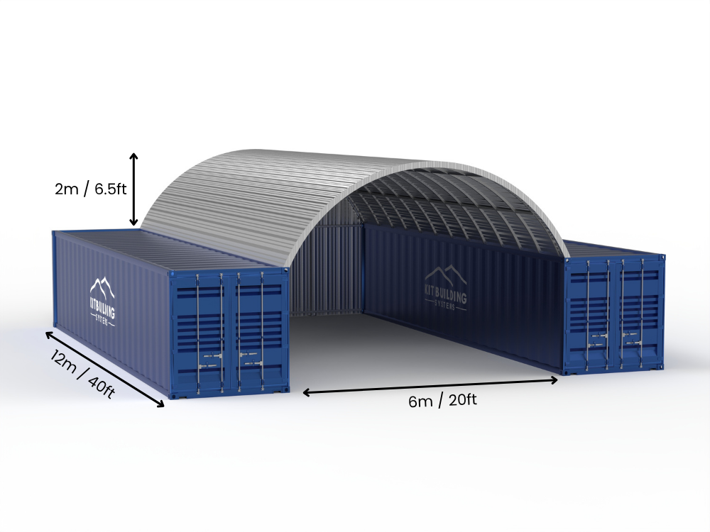 Steel Container Canopies - 20ft x 40ft x 6.5ft (6m x 12m x 2m)