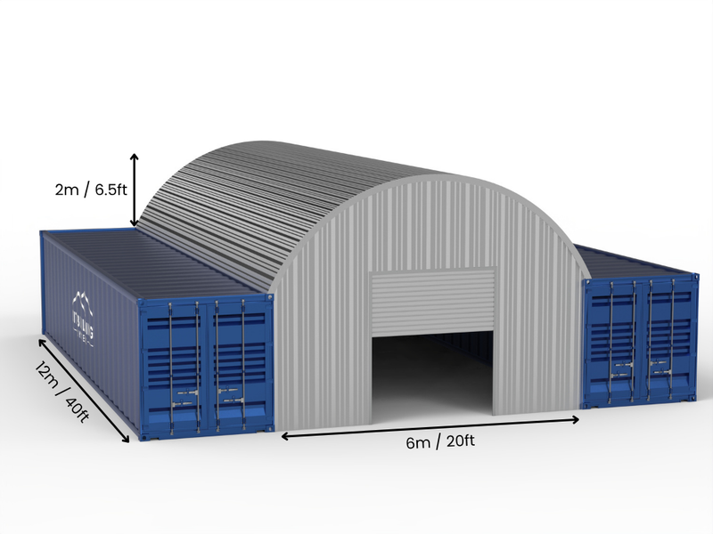 20 Feet Container Structure Container Shelter - 20ft x 40ft x 6.5ft (6m x 12m x 2m) – Kit Buildings