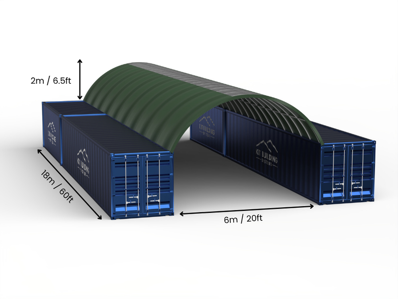 Portée de 6m (20ft) | Auvents pour conteneurs 20ft de largeur, 6,5ft de hauteur (6m x 2m)