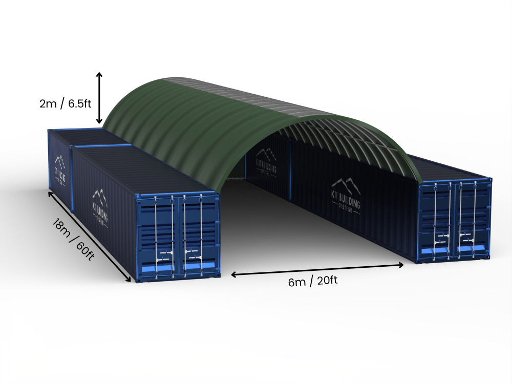 Portée de 6m (20ft) | Auvents pour conteneurs 20ft de largeur, 6,5ft de hauteur (6m x 2m)