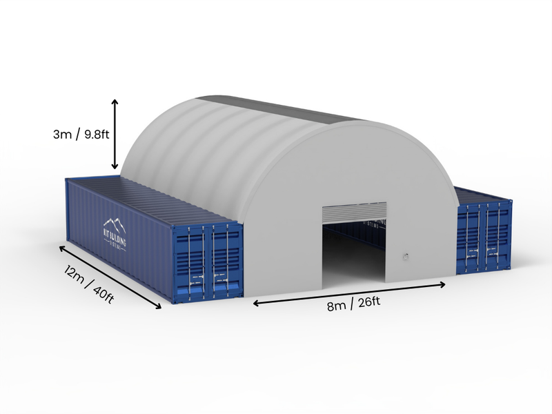 Portée de 8m (26ft) | Auvents pour conteneurs 26ft de largeur, 10ft de hauteur (8m x 3m)