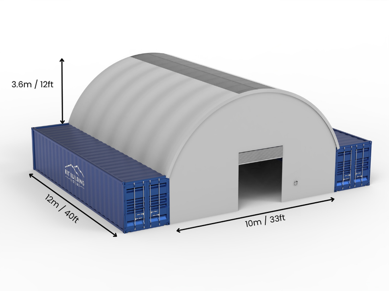 Portée de 10m (33ft) | Auvents pour conteneurs - 33ft x 12ft (10m x 3,6m)