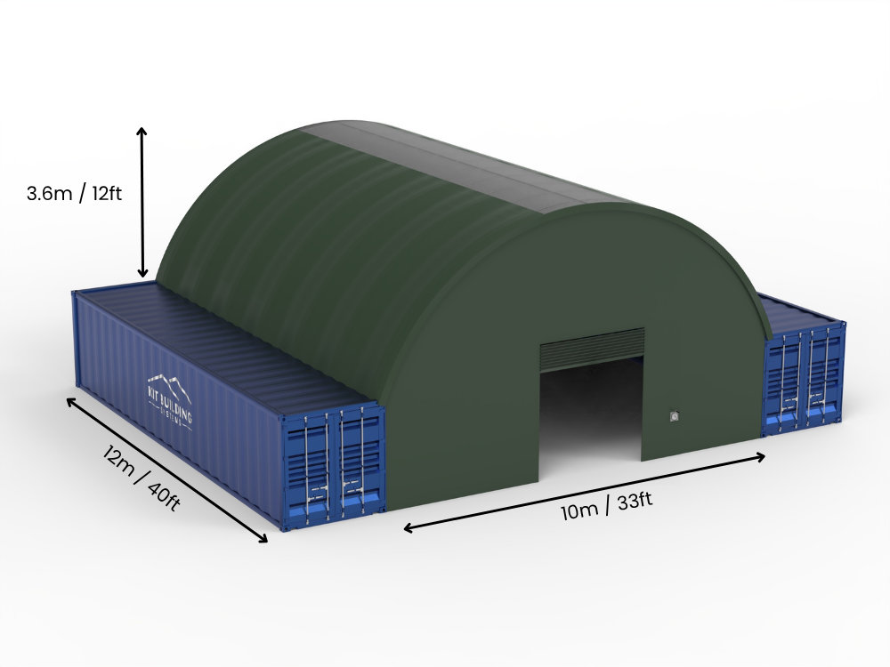 Portée de 10m (33ft) | Auvents pour conteneurs - 33ft x 12ft (10m x 3,6m)