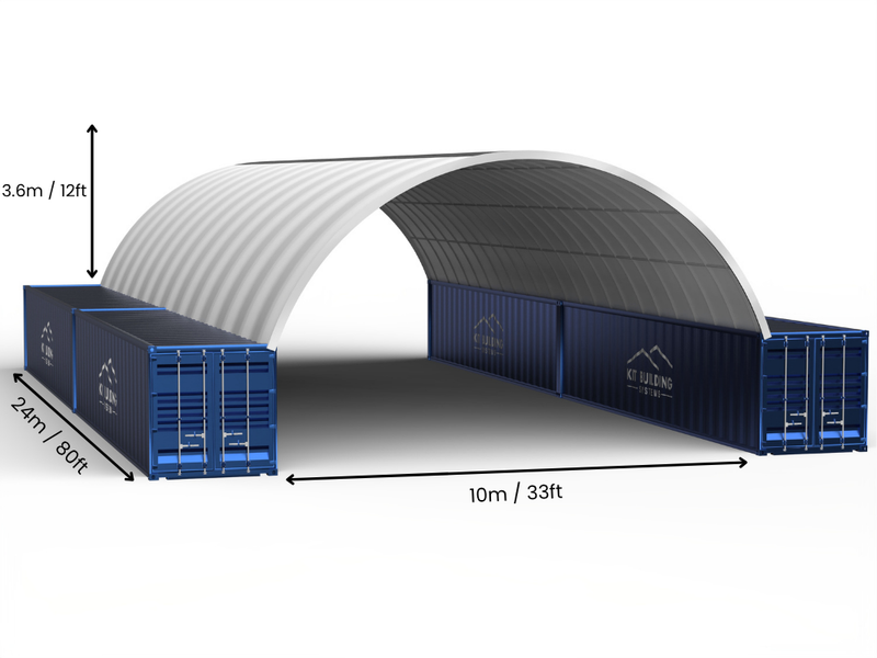Portée de 10m (33ft) | Auvents pour conteneurs - 33ft x 12ft (10m x 3,6m)