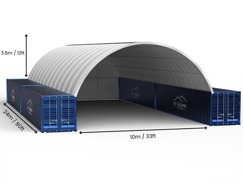 Portée de 10m (33ft) | Auvents pour conteneurs - 33ft x 12ft (10m x 3,6m)