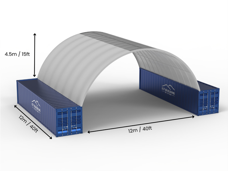 Portée de 12m (40ft) | Auvents pour conteneurs - 40ft x 12ft (12m x 4,5m)