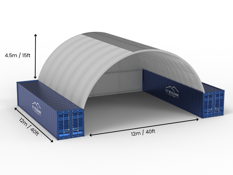 Portée de 12m (40ft) | Auvents pour conteneurs - 40ft x 12ft (12m x 4,5m)