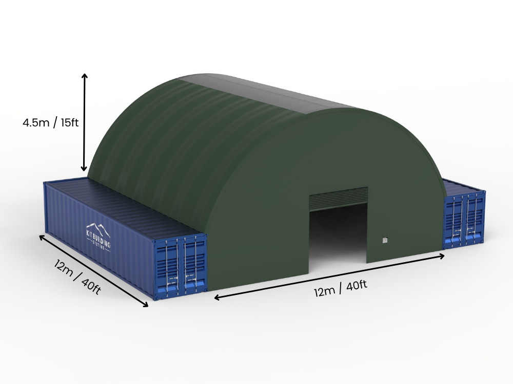Portée de 12m (40ft) | Auvents pour conteneurs - 40ft x 12ft (12m x 4,5m)