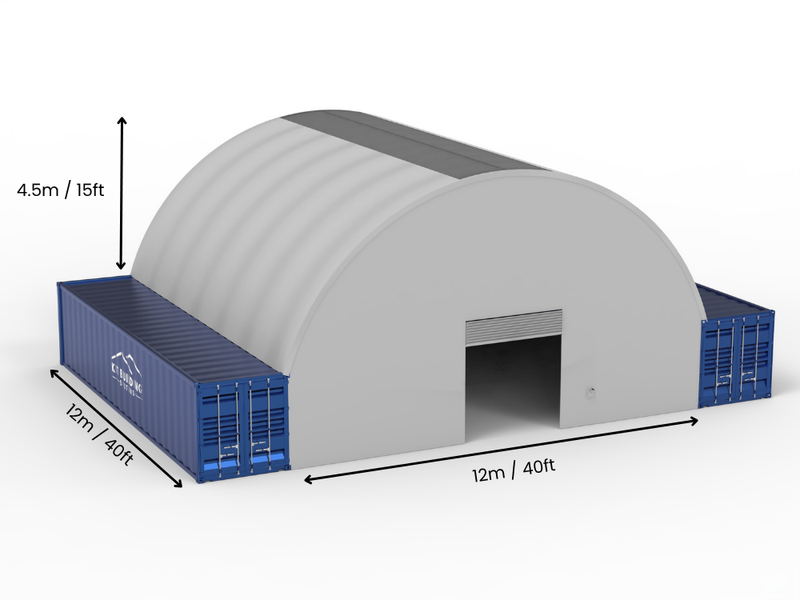 Portée de 12m (40ft) | Auvents pour conteneurs - 40ft x 12ft (12m x 4,5m)