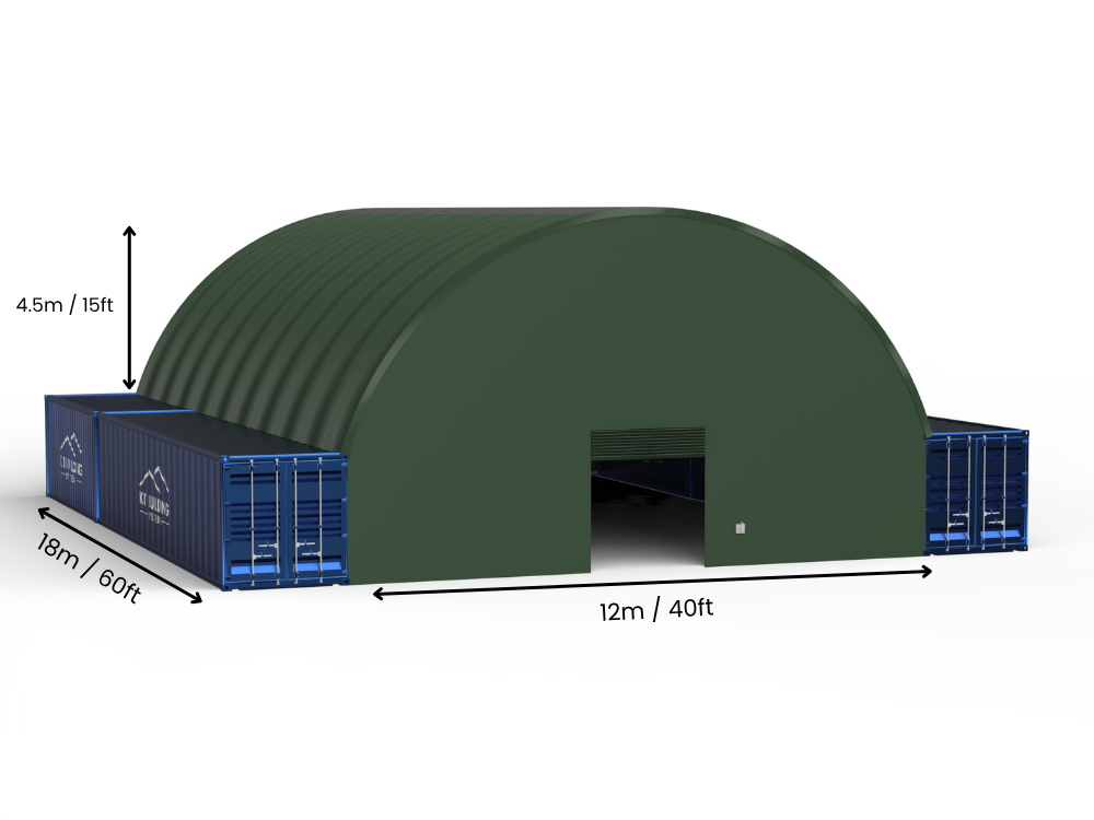 Portée de 12m (40ft) | Auvents pour conteneurs - 40ft x 12ft (12m x 4,5m)
