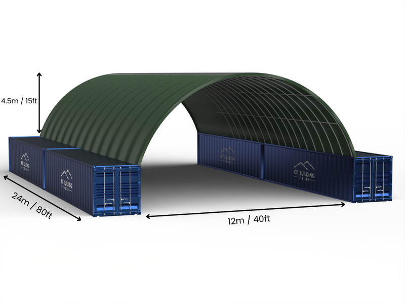 Portée de 12m (40ft) | Auvents pour conteneurs - 40ft x 12ft (12m x 4,5m)