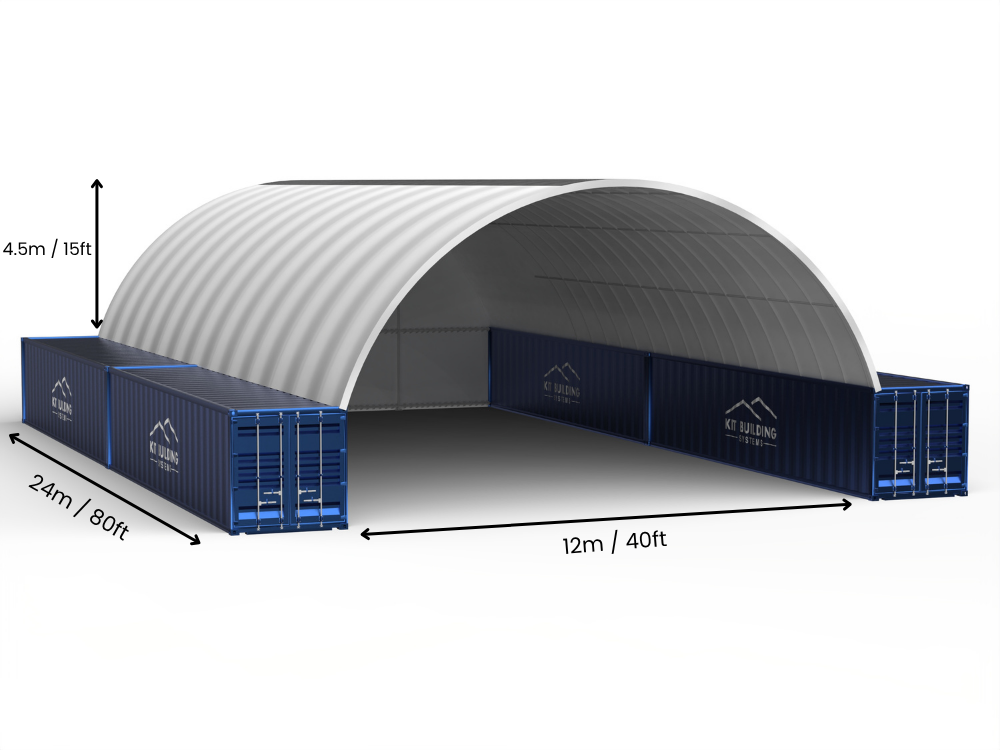 Portée de 12m (40ft) | Auvents pour conteneurs - 40ft x 12ft (12m x 4,5m)