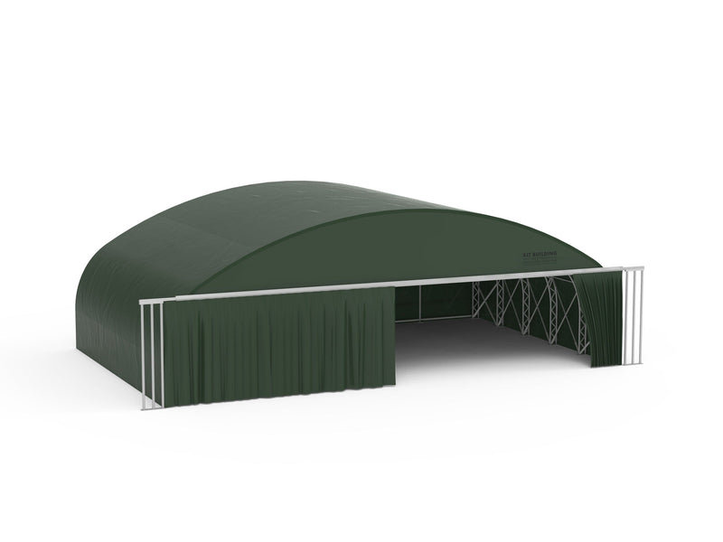 Kit Buildings Aircraft Hangar 30ft x 46ft x 16ft (9.2x14x5m) / Sliding Rail Door / Green Aircraft Hangar | Green